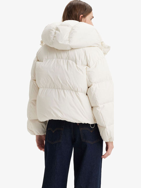 Bubble Women's Short Puffer Jacket for Winter White