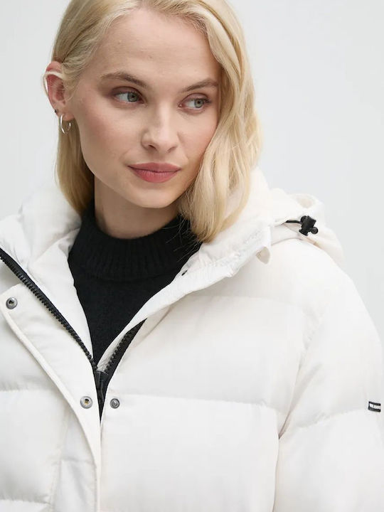 Bibi Kurz Damen Puffer Jacke für Winter Weiß