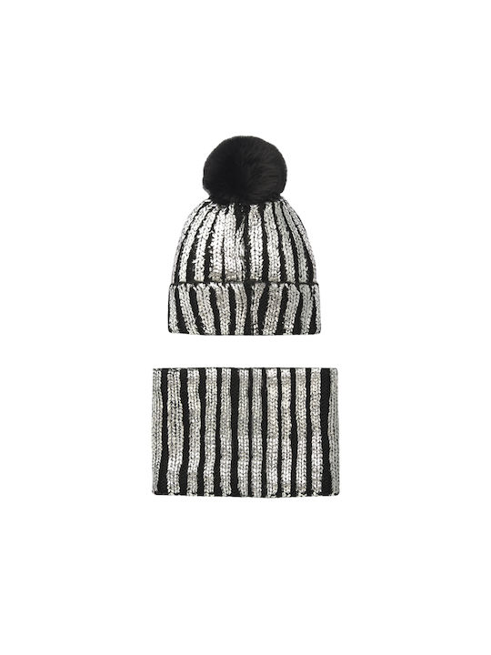 Nath Kids Kids Beanie Set with Scarf Knitted Black