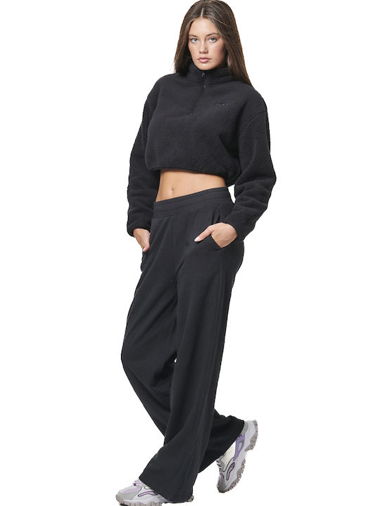 Body Action Women's Hooded Sherpa Sweatshirt Black