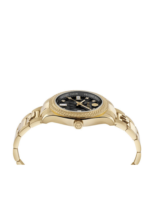 Philipp Plein Queen Γυναικείο Ρολόι 38mm Μπαταρίας με Χρυσό Μεταλλικό Μπρασελέ