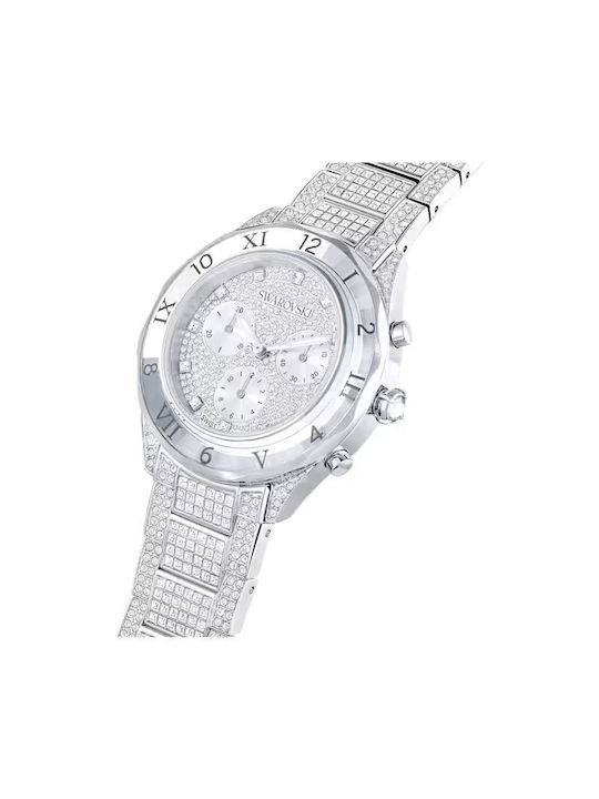 Swarovski Γυναικείο Ρολόι 40mm Χρονογράφος Μπαταρίας με Ασημί Μεταλλικό Μπρασελέ