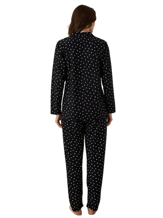 Boyraz Winter Damen Pyjama-Set Schwarz