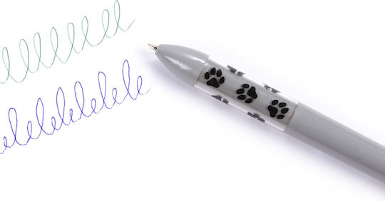 Set 3 Pens Zola 2 Colors Green Blue Retractable Kitty Cat Designs