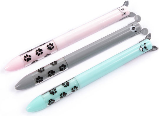 Set 3 Pens Zola 2 Colors Green Blue Retractable Kitty Cat Designs