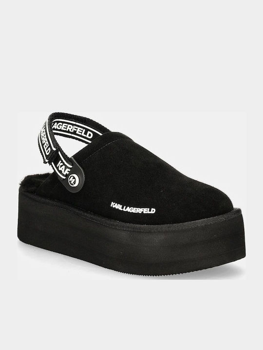 Suede Mules with Low Heel in Black Color