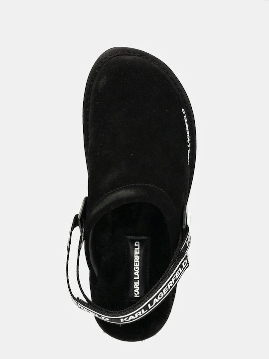 Suede Mules with Low Heel in Black Color