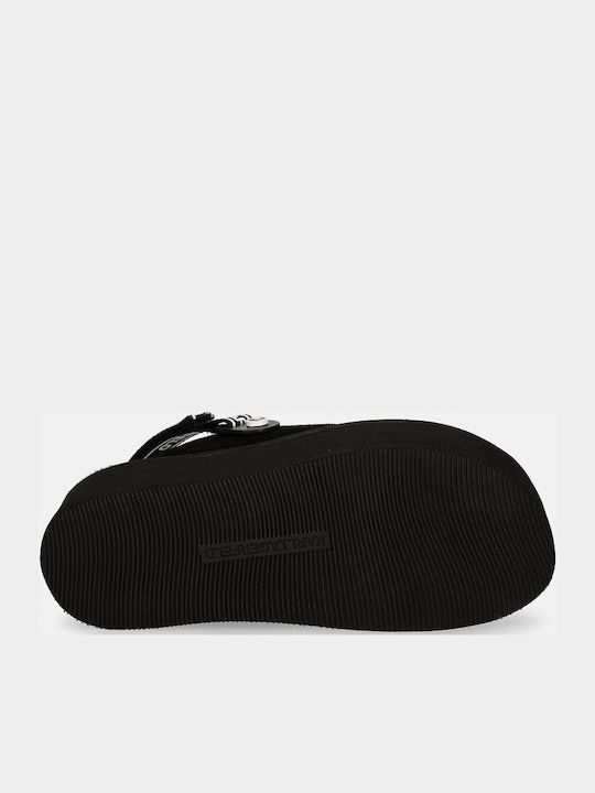 Suede Mules with Low Heel in Black Color