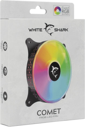 White Shark Comet Case Fan 120mm (1100rpm) with RGB Lighting and 4-Pin Molex Connection