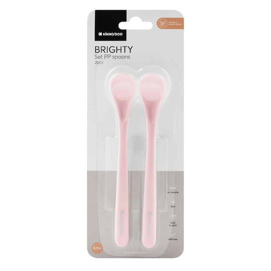 Kikka Boo Baby Set with Spoons Brighty made of Plastic for 6+ months Pink 2pcs
