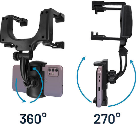 Car Holder Smartphone Mounting On Mirror 360° Rotating Black