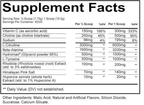 Redcon1 Total War Pump Hydromax & Rhodiola Besondere Nahrungsergänzungsmittel 304gr Blue Lemonade