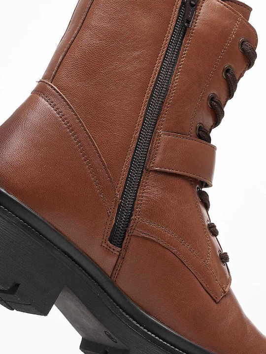 Leder Stiefeletten Damen Tabac Braun
