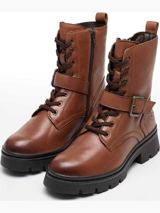 Leder Stiefeletten Damen Tabac Braun