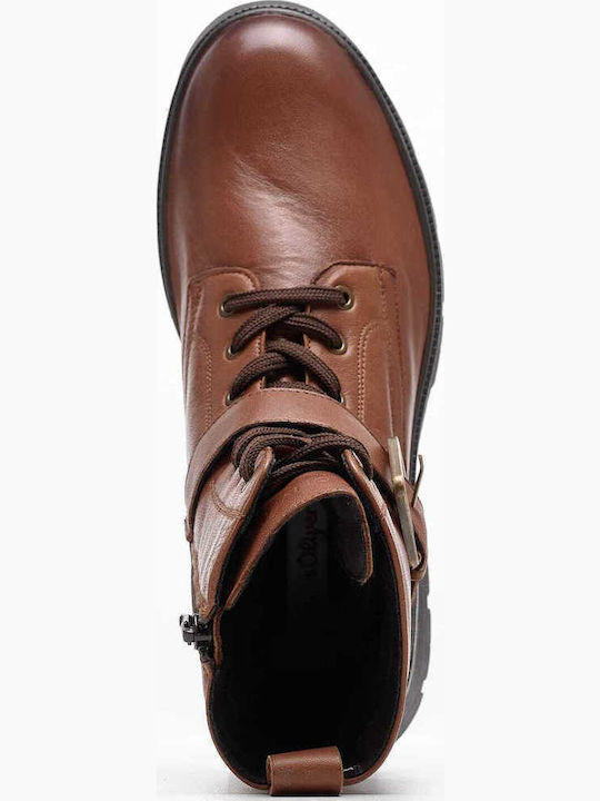 Leder Stiefeletten Damen Tabac Braun