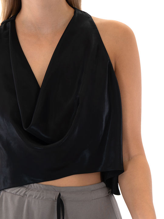 Γυναικείο Crop Top Αμάνικο Μαύρο