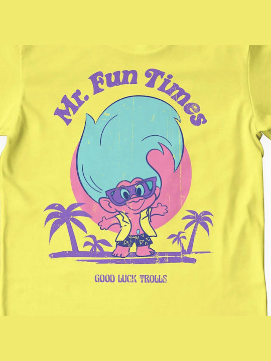 Paperinos Good Luck Trolls T-shirt Κίτρινο Βαμβακερό