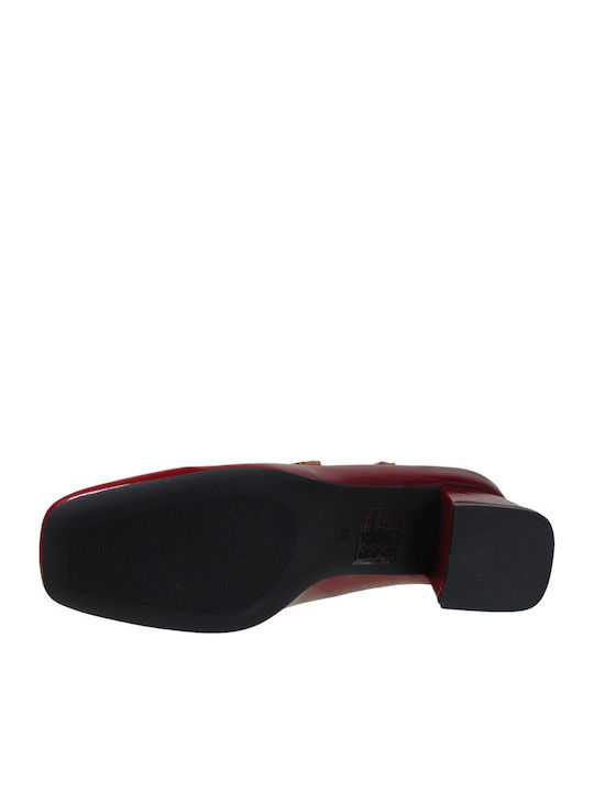 Patent Leather Burgundy Heels with Strap