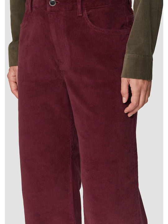 Red Label Women's Fabric Trousers Burgundy
