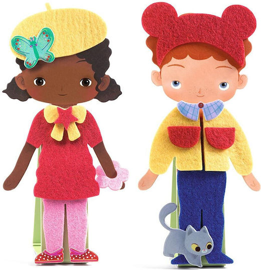 Djeco Aufkleber Kleiden mit Filzaufklebern Figuren Kinder für Kinder 3+ Jahre alt+ Jahre