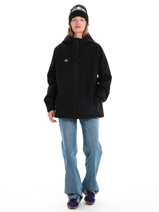 Women's Short Lifestyle Jacket for Winter with Hood Black