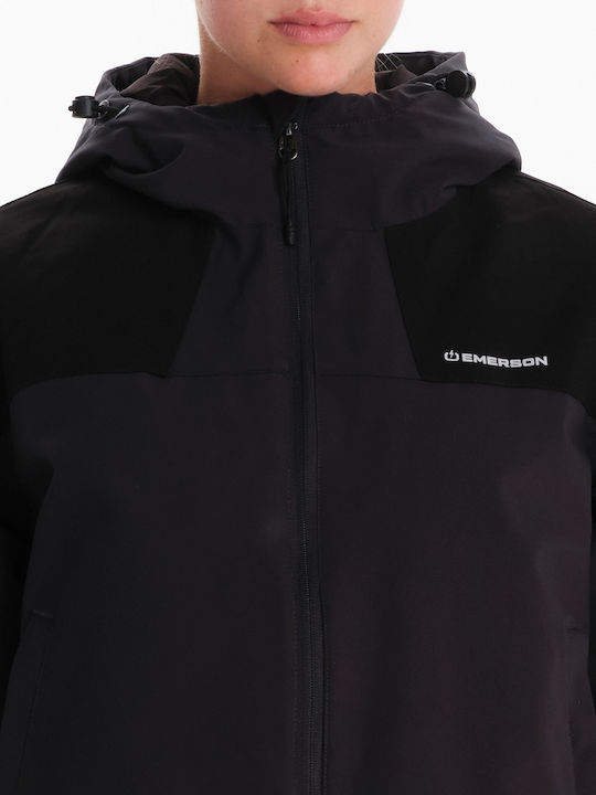 Women's Short Lifestyle Jacket for Winter with Hood Black