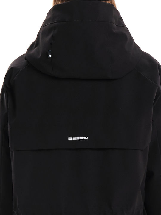 Women's Short Lifestyle Jacket for Winter with Hood Black