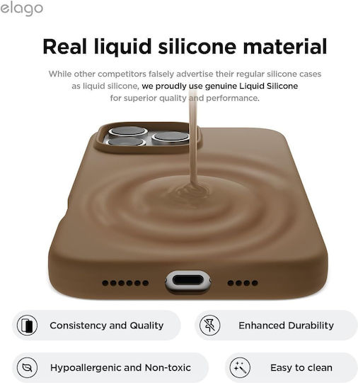 Elago Premium Liquid Umschlag Rückseite Silikon Braun (iPhone 16 Pro Max)