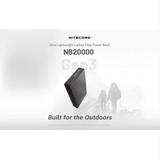 NiteCore NB20000 Gen3 Power Bank 20000mAh 45W με 2 Θύρες USB-C Carbon Fiber