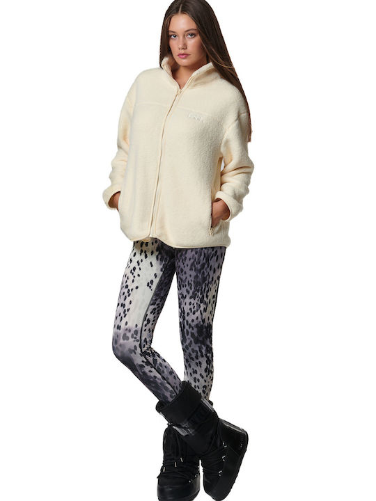 Body Action Women's Cardigan with Zipper Ecru