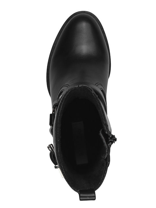 Leder Stiefeletten Damen Schwarz