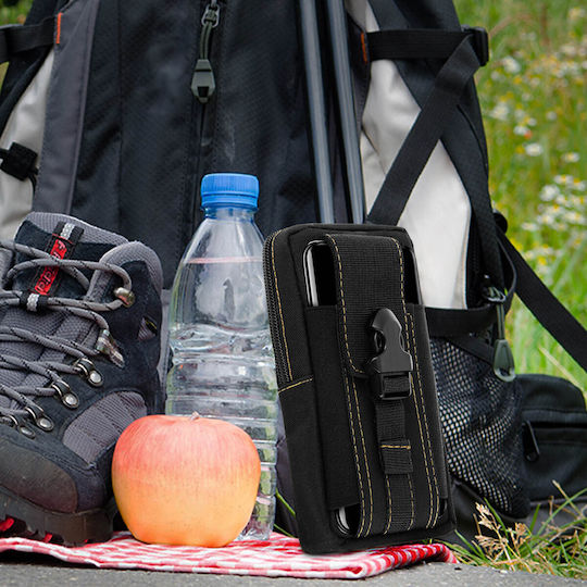 Universelle Smartphone-Gürteltasche + Haken Schwarz