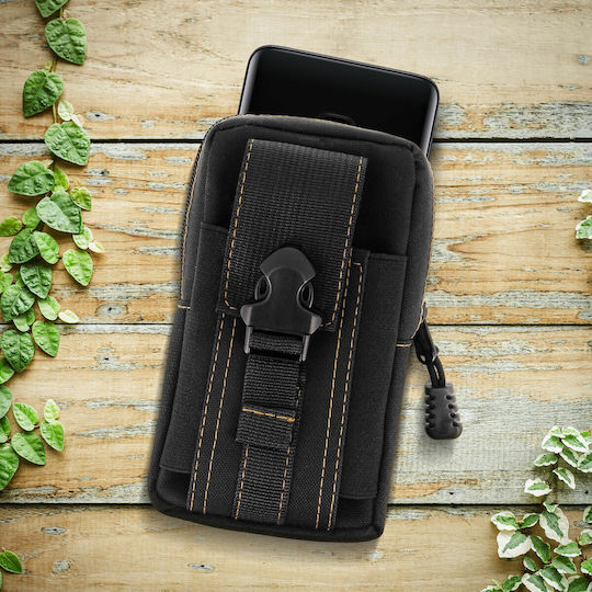 Universelle Smartphone-Gürteltasche + Haken Schwarz