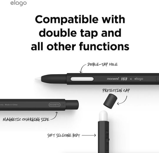 Elago Stylus-Hülle X Monami Silicone für Apple Pencil (2. Generation & Pro) Schwarz
