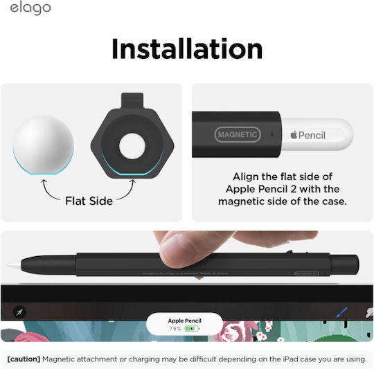 Elago Stylus-Hülle X Monami Silicone für Apple Pencil (2. Generation & Pro) Schwarz