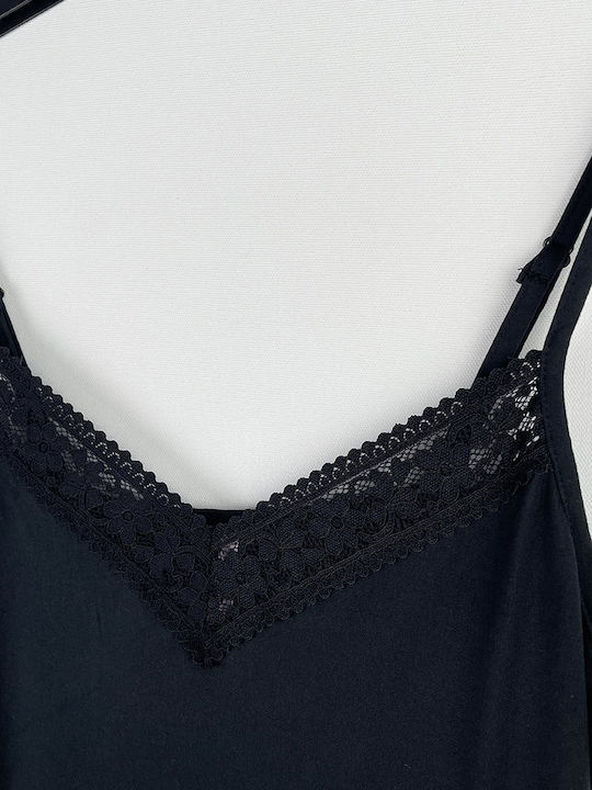 Fuanna Summer Women's Robe with Nightdress Black