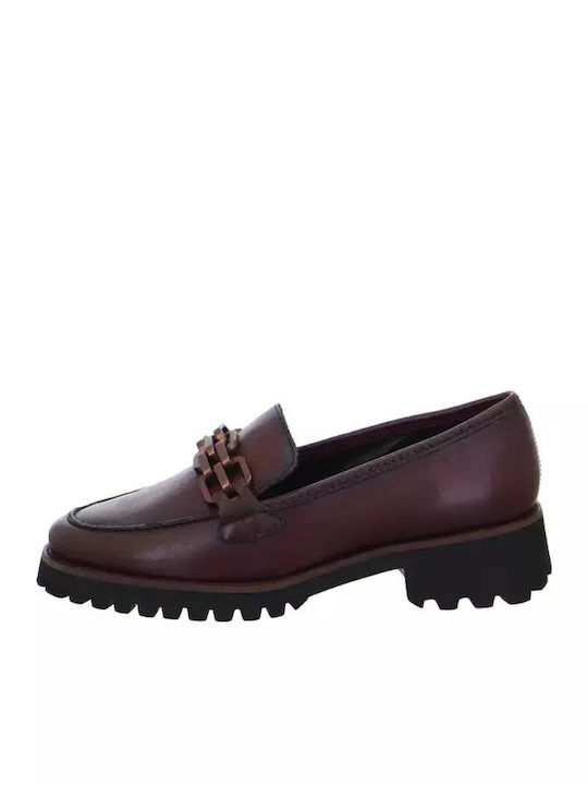 Ara Leather Women's Moccasins in Burgundy Color