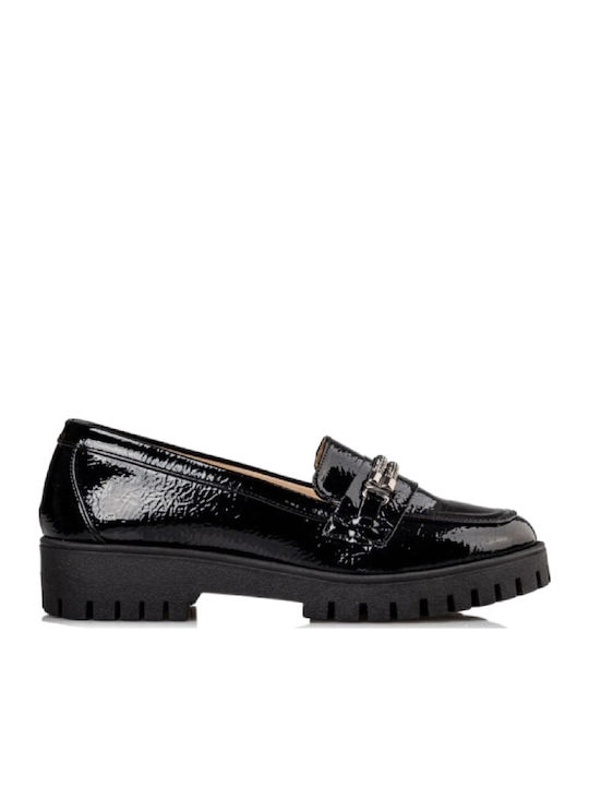 Patent Leather Women's Loafers in Black Color