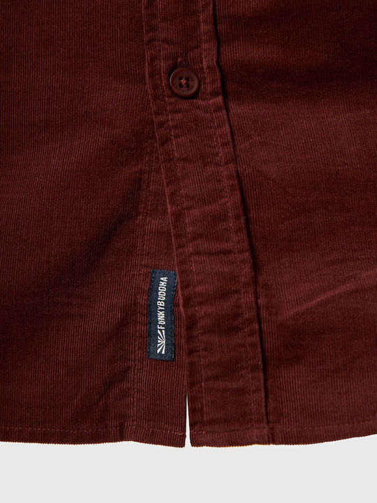 Long-sleeved Corduroy Shirt Burgundy