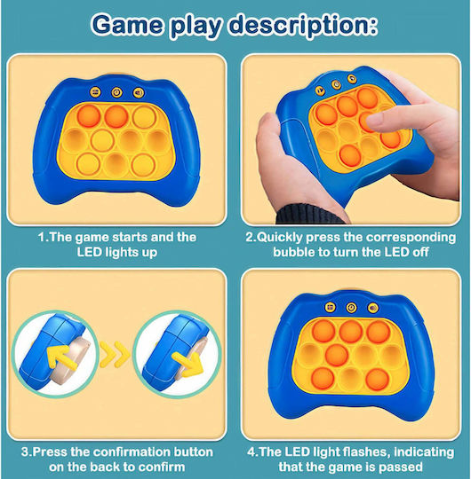 Pop It Game Flippy Console Interactive Game Stress Reliever Battery Operated Abs Silicone Blue 12 X 10 X 5.8 Cm