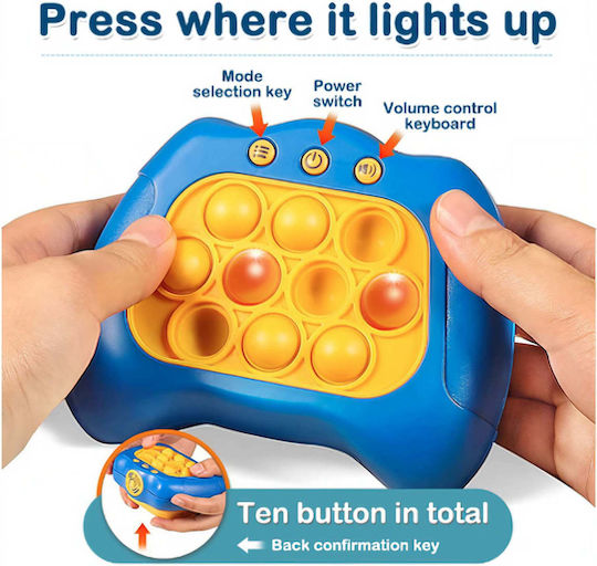 Pop It Game Flippy Console Interactive Game Stress Reliever Battery Operated Abs Silicone Blue 12 X 10 X 5.8 Cm