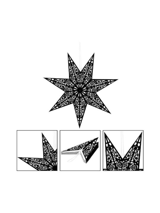 Crăciunesc Decorativ Suspendata Stea Hârtie Negru 3x3buc 1buc