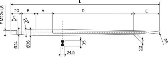 Loader Crowbar 52563 Round Ø42 L1200 Bpt