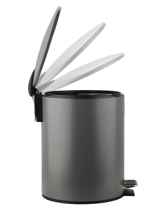 Estia Classic Metallic Bathroom Brush and Trash Can Set Soft Close 5l Gray