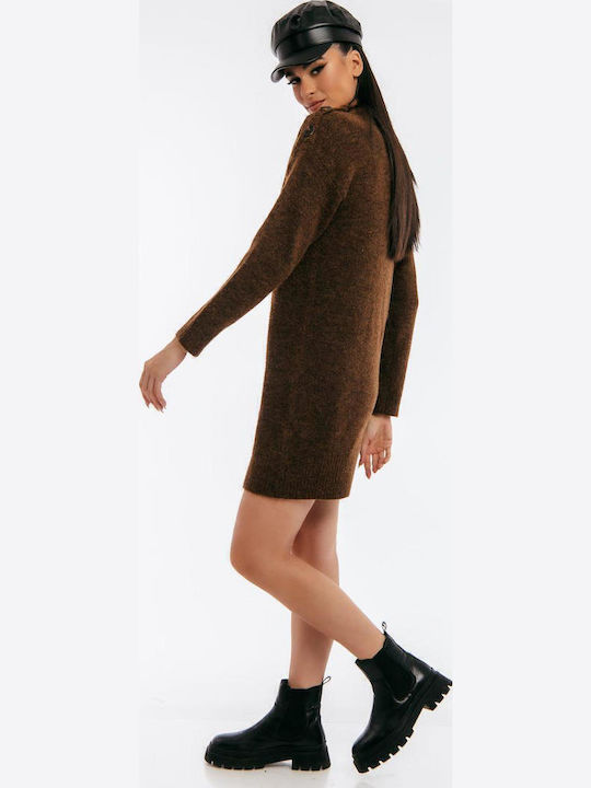 Mini Shirt Dress Knitted Brown