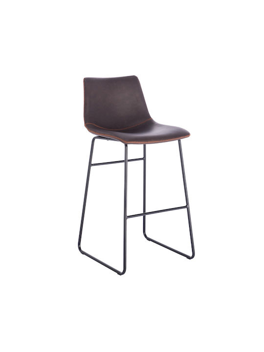 Hocker Bar Gepolstert mit Kunstleder Nuevo Brown Black 47x57x100cm