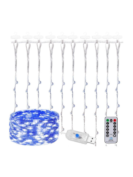 300 Lămpițe LED 3m. x 300buc Roșii USB tip Perdea 1buc