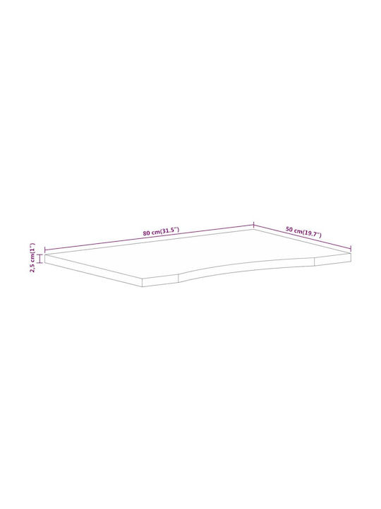 vidaXL Rectangular Office Desk Surface made of Solid Wood Mango 80x50x2.5cm 370207 1pcs