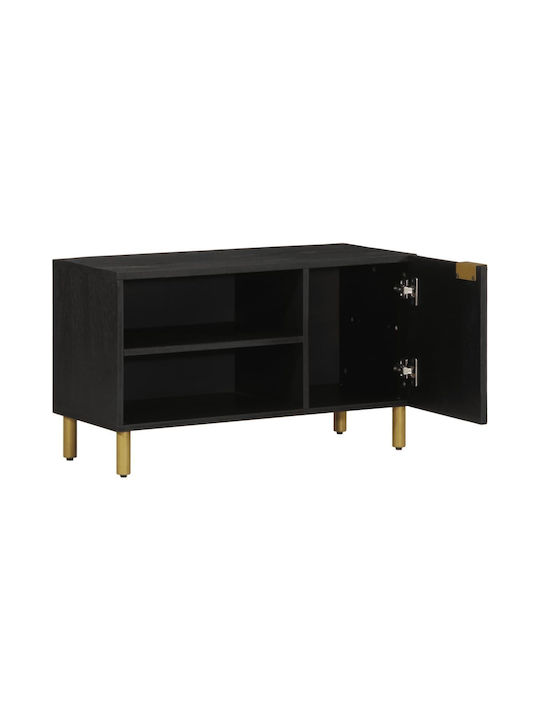 TV Stand from Metal & Wood Black Velvet-Black Metal L80xW33xH46cm