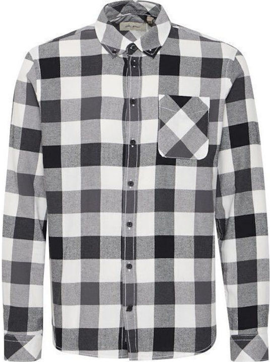 Long-sleeved Flannel Shirt Checked Black